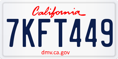 CA license plate 7KFT449