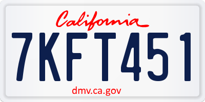 CA license plate 7KFT451