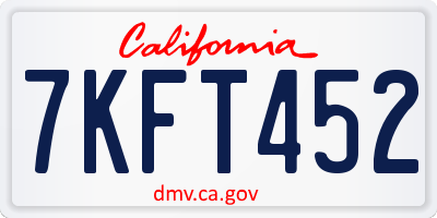 CA license plate 7KFT452