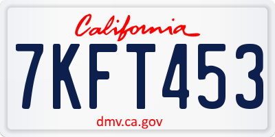CA license plate 7KFT453