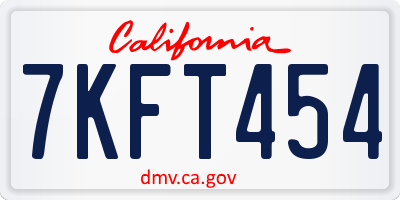 CA license plate 7KFT454