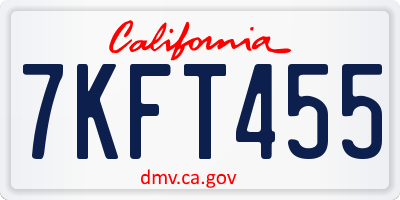 CA license plate 7KFT455
