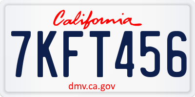 CA license plate 7KFT456