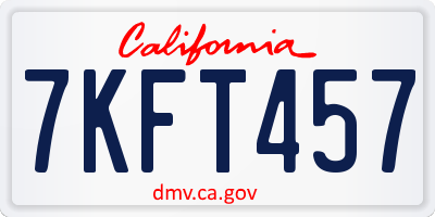 CA license plate 7KFT457