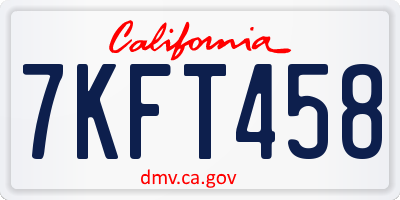 CA license plate 7KFT458