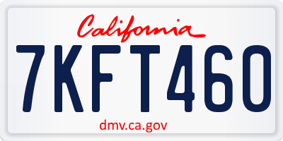 CA license plate 7KFT460