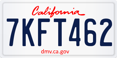 CA license plate 7KFT462