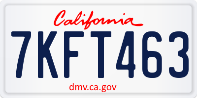 CA license plate 7KFT463