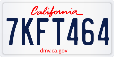 CA license plate 7KFT464