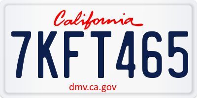 CA license plate 7KFT465
