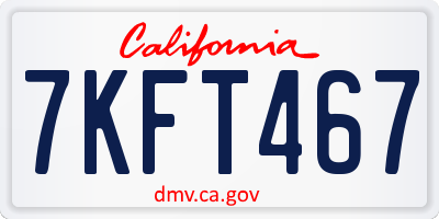 CA license plate 7KFT467