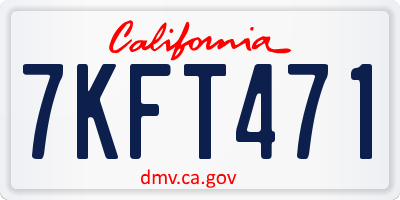 CA license plate 7KFT471