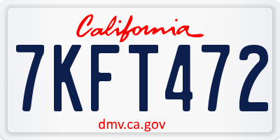 CA license plate 7KFT472