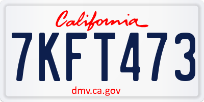 CA license plate 7KFT473
