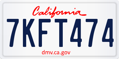 CA license plate 7KFT474
