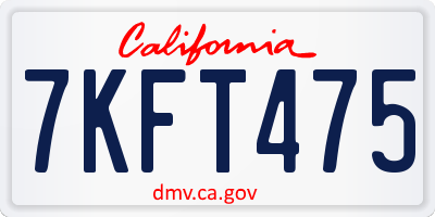 CA license plate 7KFT475