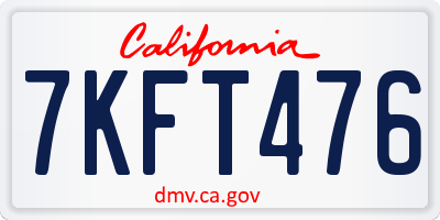 CA license plate 7KFT476