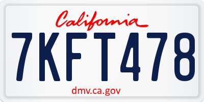 CA license plate 7KFT478