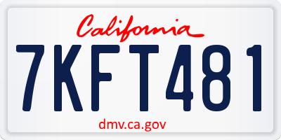 CA license plate 7KFT481