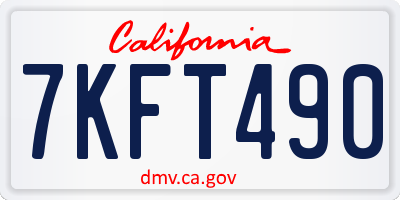 CA license plate 7KFT490