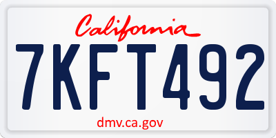 CA license plate 7KFT492