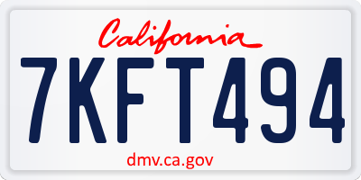 CA license plate 7KFT494
