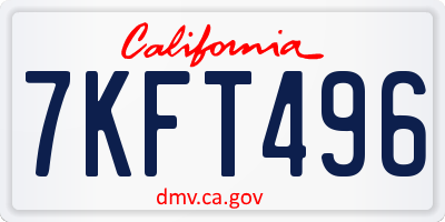 CA license plate 7KFT496