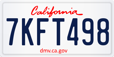 CA license plate 7KFT498
