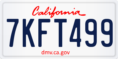 CA license plate 7KFT499
