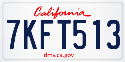 CA license plate 7KFT513