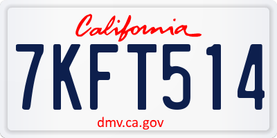 CA license plate 7KFT514
