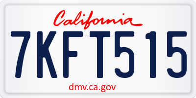 CA license plate 7KFT515