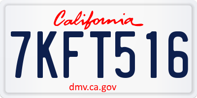 CA license plate 7KFT516