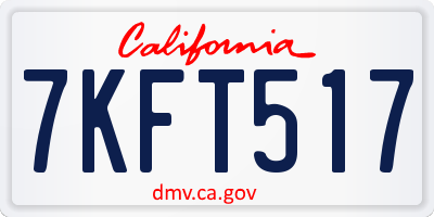 CA license plate 7KFT517
