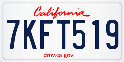 CA license plate 7KFT519
