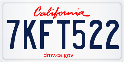 CA license plate 7KFT522