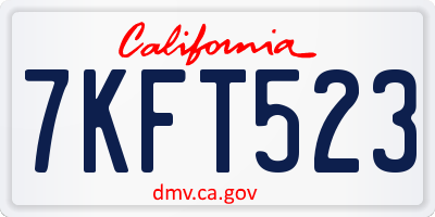 CA license plate 7KFT523