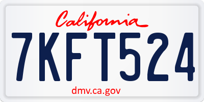 CA license plate 7KFT524