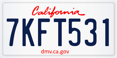 CA license plate 7KFT531