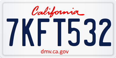 CA license plate 7KFT532