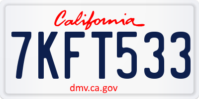 CA license plate 7KFT533