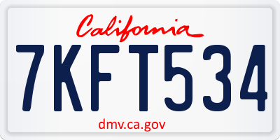 CA license plate 7KFT534