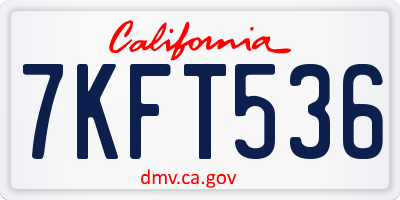 CA license plate 7KFT536
