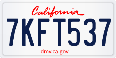 CA license plate 7KFT537