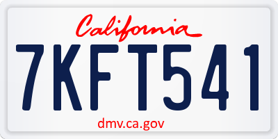 CA license plate 7KFT541