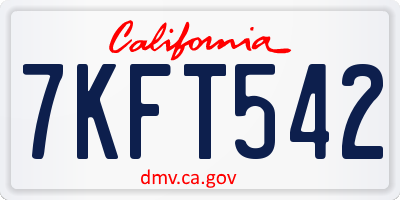 CA license plate 7KFT542