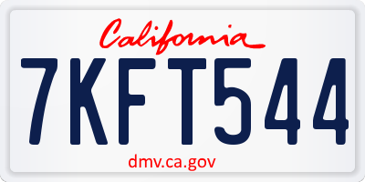 CA license plate 7KFT544