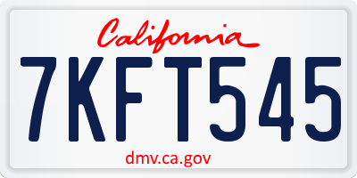 CA license plate 7KFT545
