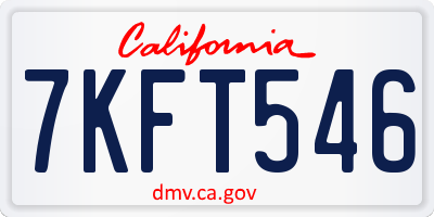 CA license plate 7KFT546