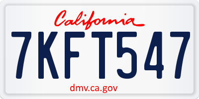 CA license plate 7KFT547